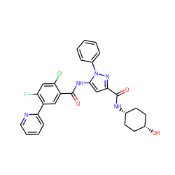 O=C(N[C@H]1CC[C@@H](O)CC1)c1cc(NC(=O)c2cc(-c3ccccn3)c(F)cc2Cl)n(-c2ccccc2)n1 ZINC001772640793