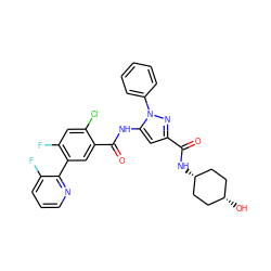 O=C(N[C@H]1CC[C@@H](O)CC1)c1cc(NC(=O)c2cc(-c3ncccc3F)c(F)cc2Cl)n(-c2ccccc2)n1 ZINC001772642850