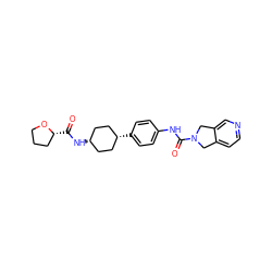 O=C(N[C@H]1CC[C@@H](c2ccc(NC(=O)N3Cc4ccncc4C3)cc2)CC1)[C@@H]1CCCO1 ZINC000165858482