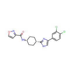 O=C(N[C@H]1CC[C@@H](c2nc(-c3ccc(Cl)c(Cl)c3)c[nH]2)CC1)c1ccon1 ZINC000261087779