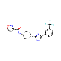 O=C(N[C@H]1CC[C@@H](c2nc(-c3cccc(C(F)(F)F)c3)c[nH]2)CC1)c1ccon1 ZINC000261168669