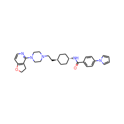 O=C(N[C@H]1CC[C@H](CCN2CCN(c3nccc4c3CCO4)CC2)CC1)c1ccc(-n2cccc2)cc1 ZINC000261105070