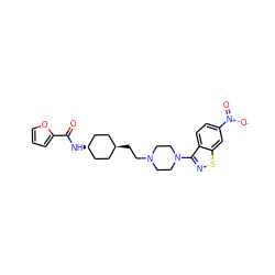 O=C(N[C@H]1CC[C@H](CCN2CCN(c3nsc4cc([N+](=O)[O-])ccc34)CC2)CC1)c1ccco1 ZINC001772606161