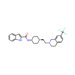 O=C(N[C@H]1CC[C@H](CCN2CCc3ccc(C(F)(F)F)cc3C2)CC1)c1cc2ccccc2[nH]1 ZINC000473128560