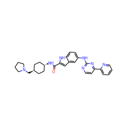 O=C(N[C@H]1CC[C@H](CN2CCCC2)CC1)c1cc2cc(Nc3nccc(-c4ccccn4)n3)ccc2[nH]1 ZINC000261185122