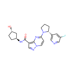 O=C(N[C@H]1CC[C@H](O)C1)c1cnn2ccc(N3CCC[C@@H]3c3cncc(F)c3)nc12 ZINC000169704200