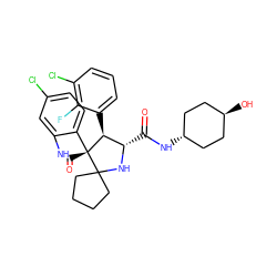 O=C(N[C@H]1CC[C@H](O)CC1)[C@@H]1NC2(CCCC2)[C@@]2(C(=O)Nc3cc(Cl)ccc32)[C@H]1c1cccc(Cl)c1F ZINC000299829561