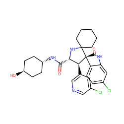 O=C(N[C@H]1CC[C@H](O)CC1)[C@@H]1NC2(CCCCC2)[C@@]2(C(=O)Nc3cc(Cl)ccc32)[C@H]1c1cncc(Cl)c1 ZINC000261182800