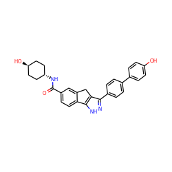 O=C(N[C@H]1CC[C@H](O)CC1)c1ccc2c(c1)Cc1c(-c3ccc(-c4ccc(O)cc4)cc3)n[nH]c1-2 ZINC000253994709