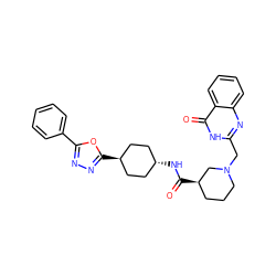 O=C(N[C@H]1CC[C@H](c2nnc(-c3ccccc3)o2)CC1)[C@@H]1CCCN(Cc2nc3ccccc3c(=O)[nH]2)C1 ZINC000299847139