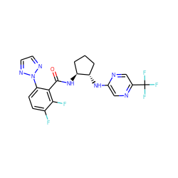 O=C(N[C@H]1CCC[C@@H]1Nc1cnc(C(F)(F)F)cn1)c1c(-n2nccn2)ccc(F)c1F ZINC001772582895