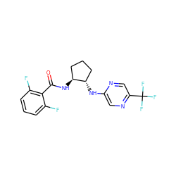 O=C(N[C@H]1CCC[C@@H]1Nc1cnc(C(F)(F)F)cn1)c1c(F)cccc1F ZINC001772632500