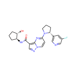 O=C(N[C@H]1CCC[C@@H]1O)c1cnn2ccc(N3CCC[C@@H]3c3cncc(F)c3)nc12 ZINC000164757634