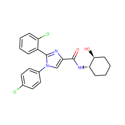 O=C(N[C@H]1CCCC[C@@H]1O)c1cn(-c2ccc(Cl)cc2)c(-c2ccccc2Cl)n1 ZINC000028702500