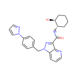 O=C(N[C@H]1CCCC[C@@H]1O)c1nn(Cc2ccc(-n3cccn3)cc2)c2cccnc12 ZINC000653787426