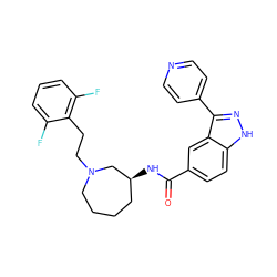 O=C(N[C@H]1CCCCN(CCc2c(F)cccc2F)C1)c1ccc2[nH]nc(-c3ccncc3)c2c1 ZINC000205041716