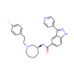 O=C(N[C@H]1CCCCN(CCc2ccc(F)cc2)C1)c1ccc2[nH]nc(-c3ccncc3)c2c1 ZINC000205008339