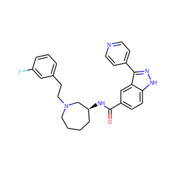 O=C(N[C@H]1CCCCN(CCc2cccc(F)c2)C1)c1ccc2[nH]nc(-c3ccncc3)c2c1 ZINC000205008231