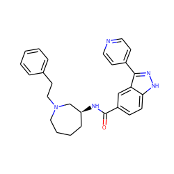 O=C(N[C@H]1CCCCN(CCc2ccccc2)C1)c1ccc2[nH]nc(-c3ccncc3)c2c1 ZINC000205011424