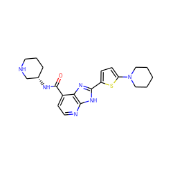 O=C(N[C@H]1CCCNC1)c1ccnc2[nH]c(-c3ccc(N4CCCCC4)s3)nc12 ZINC000143166497