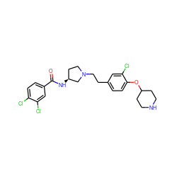 O=C(N[C@H]1CCN(CCc2ccc(OC3CCNCC3)c(Cl)c2)C1)c1ccc(Cl)c(Cl)c1 ZINC000038455754