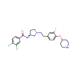 O=C(N[C@H]1CCN(CCc2ccc(OC3CCNCC3)c(F)c2)C1)c1ccc(Cl)c(Cl)c1 ZINC000040919273