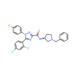 O=C(N[C@H]1CCN(Cc2ccccc2)C1)c1nc(-c2ccc(Cl)cc2Cl)n(-c2ccc(Cl)cc2)n1 ZINC000036294661