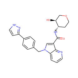 O=C(N[C@H]1CCOC[C@@H]1O)c1cn(Cc2ccc(-c3cc[nH]n3)cc2)c2cccnc12 ZINC000653805751