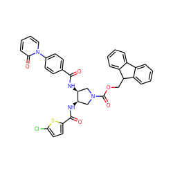 O=C(N[C@H]1CN(C(=O)OCC2c3ccccc3-c3ccccc32)C[C@H]1NC(=O)c1ccc(Cl)s1)c1ccc(-n2ccccc2=O)cc1 ZINC000028826207