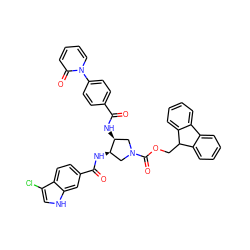 O=C(N[C@H]1CN(C(=O)OCC2c3ccccc3-c3ccccc32)C[C@H]1NC(=O)c1ccc2c(Cl)c[nH]c2c1)c1ccc(-n2ccccc2=O)cc1 ZINC000028826209