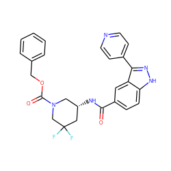 O=C(N[C@H]1CN(C(=O)OCc2ccccc2)CC(F)(F)C1)c1ccc2[nH]nc(-c3ccncc3)c2c1 ZINC000205012744