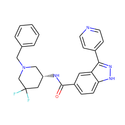 O=C(N[C@H]1CN(Cc2ccccc2)CC(F)(F)C1)c1ccc2[nH]nc(-c3ccncc3)c2c1 ZINC000205010699