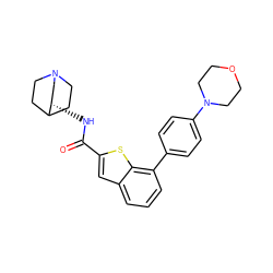 O=C(N[C@H]1CN2CCC1CC2)c1cc2cccc(-c3ccc(N4CCOCC4)cc3)c2s1 ZINC000118275407