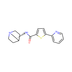 O=C(N[C@H]1CN2CCC1CC2)c1ccc(-c2ccccn2)s1 ZINC000028461197