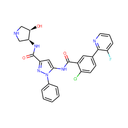 O=C(N[C@H]1CNC[C@H]1O)c1cc(NC(=O)c2cc(-c3ncccc3F)ccc2Cl)n(-c2ccccc2)n1 ZINC001772620451