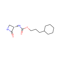 O=C(N[C@H]1CNC1=O)OCCCC1CCCCC1 ZINC000219508637