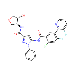 O=C(N[C@H]1COC[C@@H]1O)c1cc(NC(=O)c2cc(-c3ncccc3F)c(F)cc2Cl)n(-c2ccccc2)n1 ZINC001772641607