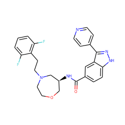 O=C(N[C@H]1COCCN(CCc2c(F)cccc2F)C1)c1ccc2[nH]nc(-c3ccncc3)c2c1 ZINC000205034056