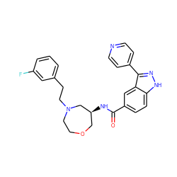 O=C(N[C@H]1COCCN(CCc2cccc(F)c2)C1)c1ccc2[nH]nc(-c3ccncc3)c2c1 ZINC000205010884