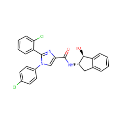 O=C(N[C@H]1Cc2ccccc2[C@@H]1O)c1cn(-c2ccc(Cl)cc2)c(-c2ccccc2Cl)n1 ZINC000028702514