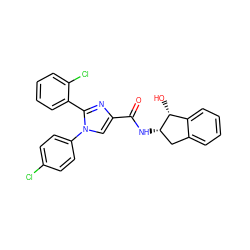 O=C(N[C@H]1Cc2ccccc2[C@H]1O)c1cn(-c2ccc(Cl)cc2)c(-c2ccccc2Cl)n1 ZINC000028702516