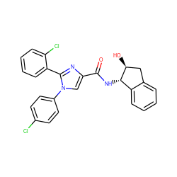 O=C(N[C@H]1c2ccccc2C[C@@H]1O)c1cn(-c2ccc(Cl)cc2)c(-c2ccccc2Cl)n1 ZINC000028702508