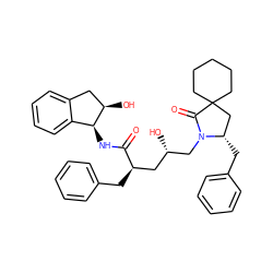 O=C(N[C@H]1c2ccccc2C[C@H]1O)[C@H](Cc1ccccc1)C[C@H](O)CN1C(=O)C2(CCCCC2)C[C@@H]1Cc1ccccc1 ZINC000014946360