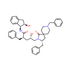 O=C(N[C@H]1c2ccccc2C[C@H]1O)[C@H](Cc1ccccc1)C[C@H](O)CN1C(=O)C2(CCN(Cc3ccccc3)CC2)C[C@@H]1Cc1ccccc1 ZINC000027083200