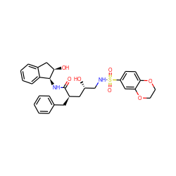 O=C(N[C@H]1c2ccccc2C[C@H]1O)[C@H](Cc1ccccc1)C[C@H](O)CNS(=O)(=O)c1ccc2c(c1)OCCO2 ZINC001772629421