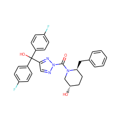 O=C(N1C[C@@H](O)CC[C@@H]1Cc1ccccc1)n1ncc(C(O)(c2ccc(F)cc2)c2ccc(F)cc2)n1 ZINC001772609086