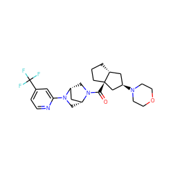 O=C(N1C[C@@H]2C[C@H]1CN2c1cc(C(F)(F)F)ccn1)[C@@]12CCC[C@@H]1C[C@@H](N1CCOCC1)C2 ZINC000150157087