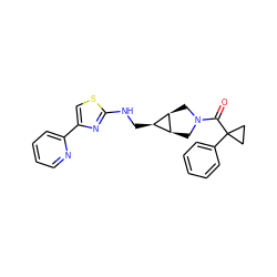 O=C(N1C[C@H]2[C@@H](CNc3nc(-c4ccccn4)cs3)[C@H]2C1)C1(c2ccccc2)CC1 ZINC000101637750