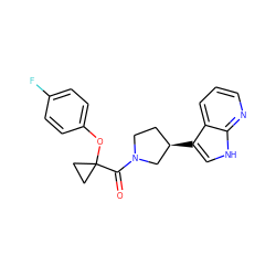 O=C(N1CC[C@@H](c2c[nH]c3ncccc23)C1)C1(Oc2ccc(F)cc2)CC1 ZINC000084714860