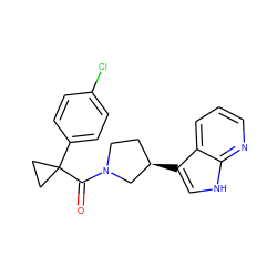 O=C(N1CC[C@@H](c2c[nH]c3ncccc23)C1)C1(c2ccc(Cl)cc2)CC1 ZINC000084713990